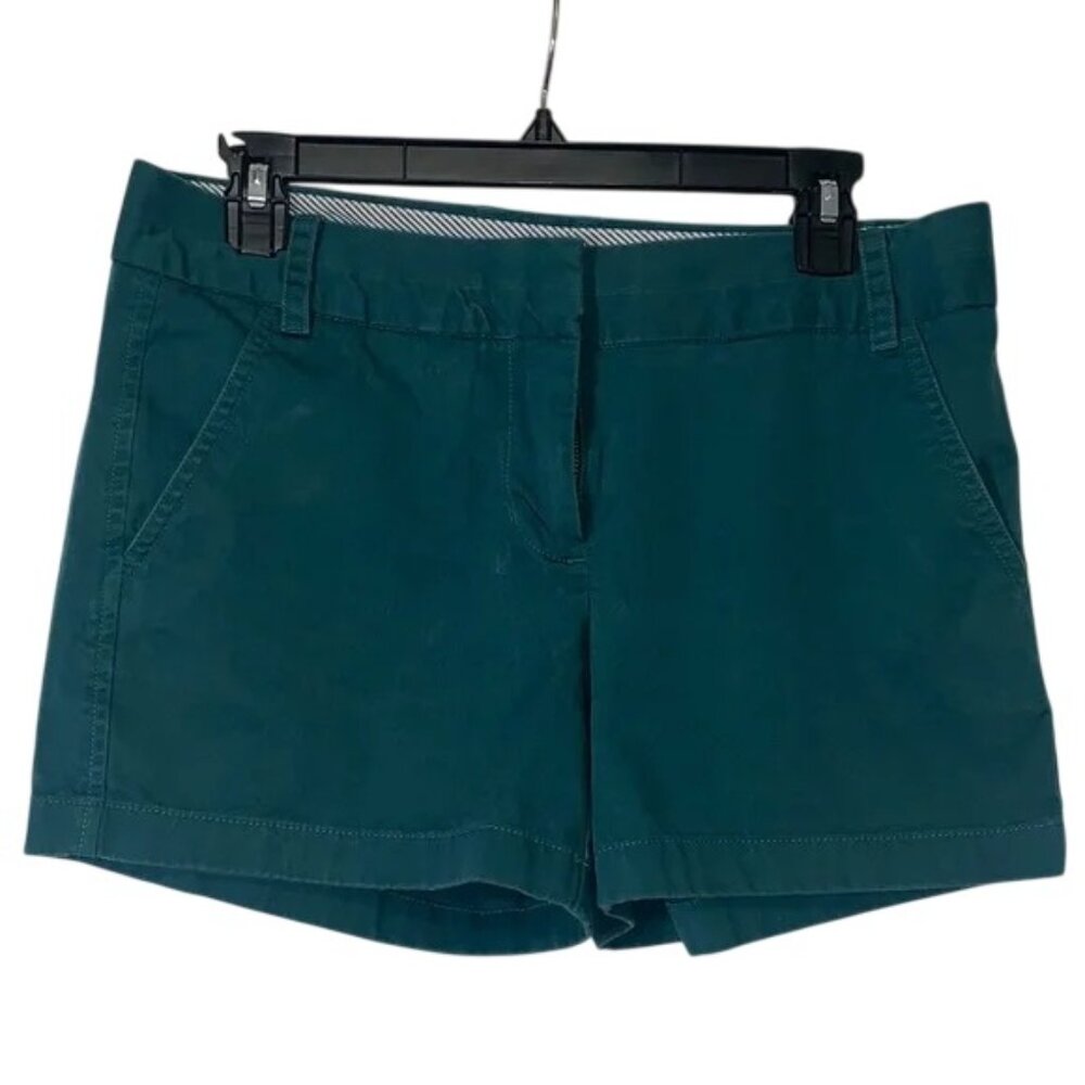 J. Crew Green Chino Shorts with Tailored Flat Front GUC. Sz. 4